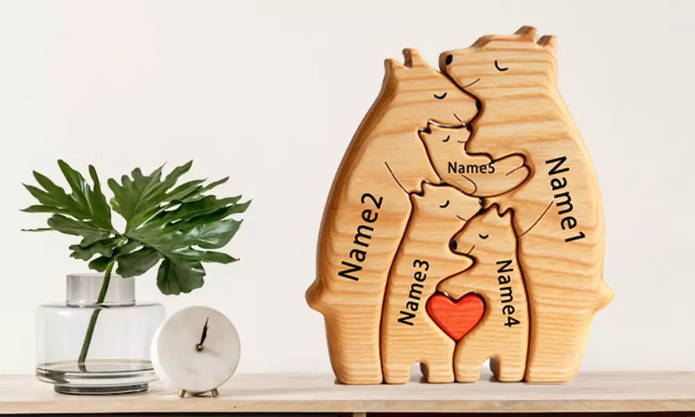 Bären-Familien-Puzzle aus Holz opt. mit Namensgravur von Justyling