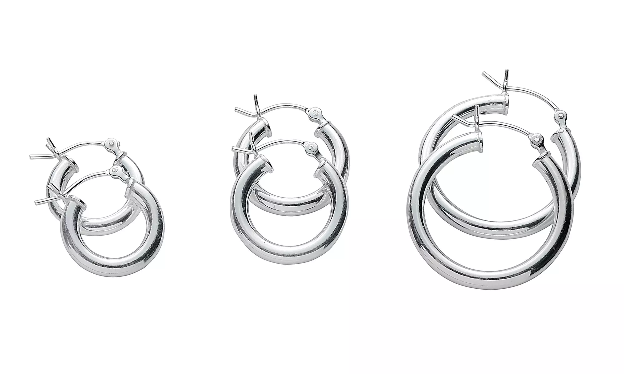 3 Pack Italian Hoop Earrings in sterling silver