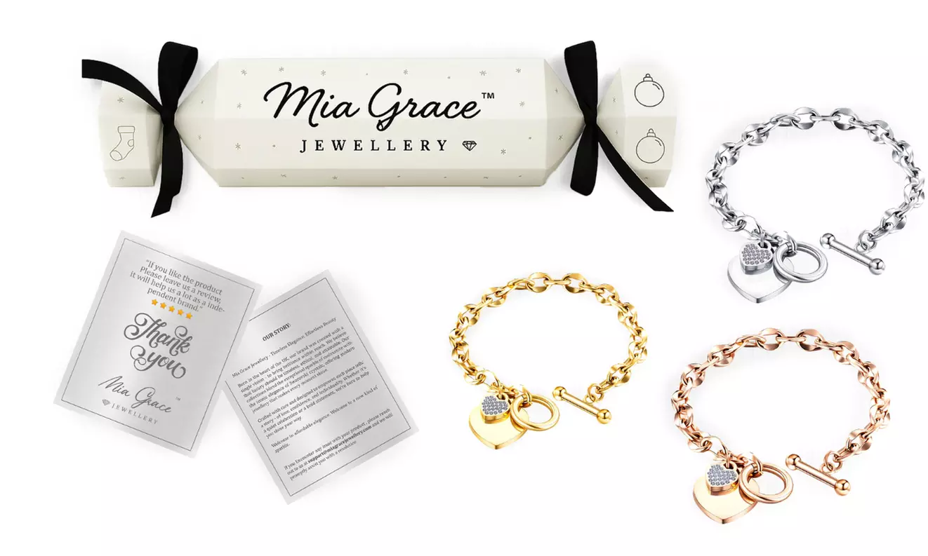 Heart Toggle Bracelet with 25 Crystals from Swarovski - Christmas Gift Packaging