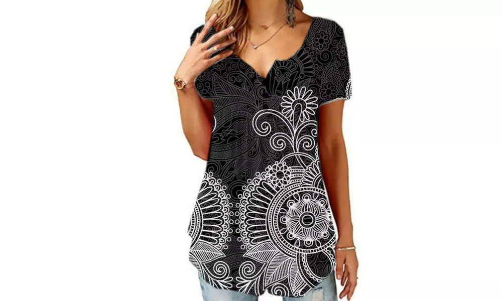 Women's Button Up Summer Short Sleeve Casual Tops Tunic Shirts Blouses