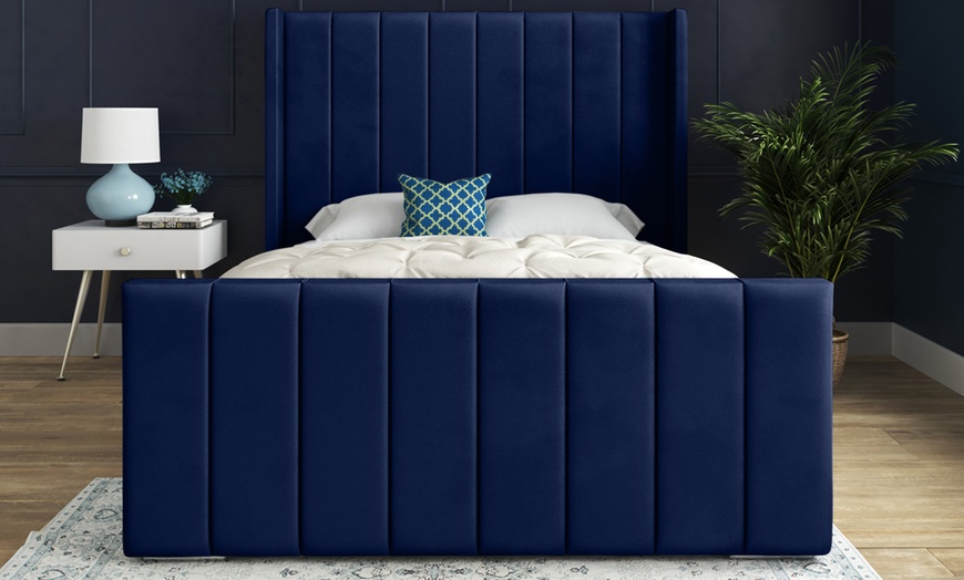 Image 11: DS Living Oxford Panel Upholstered Soft Velvet Bed