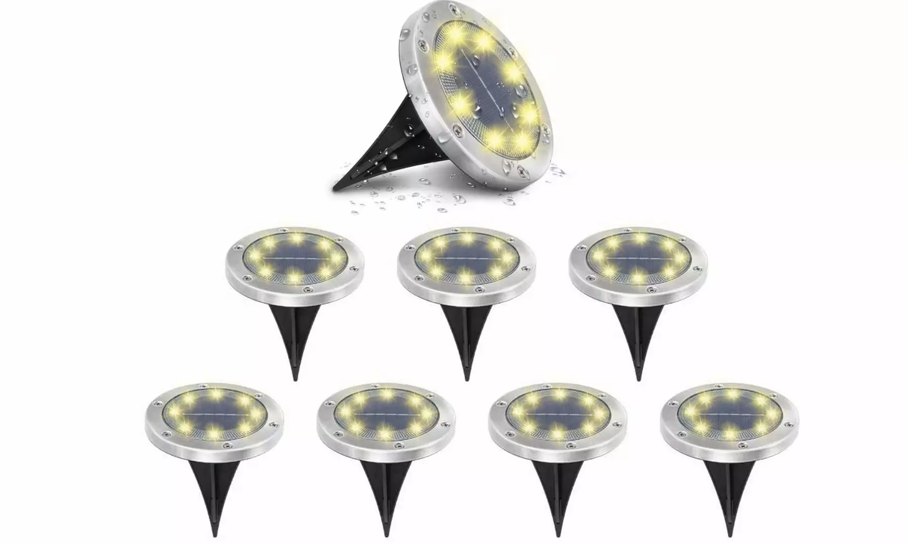 8 Pack Solar Lights Outdoor Solar Ground Lights Solar Landscape Lawn Light - Primary Image