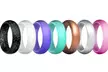 7 Pack Women's Silicone Wedding Bands Set Colorful Rubber Rings - Second Medium