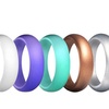 Image 3: 7 Pack Women's Silicone Wedding Bands Set Colorful Rubber Rings