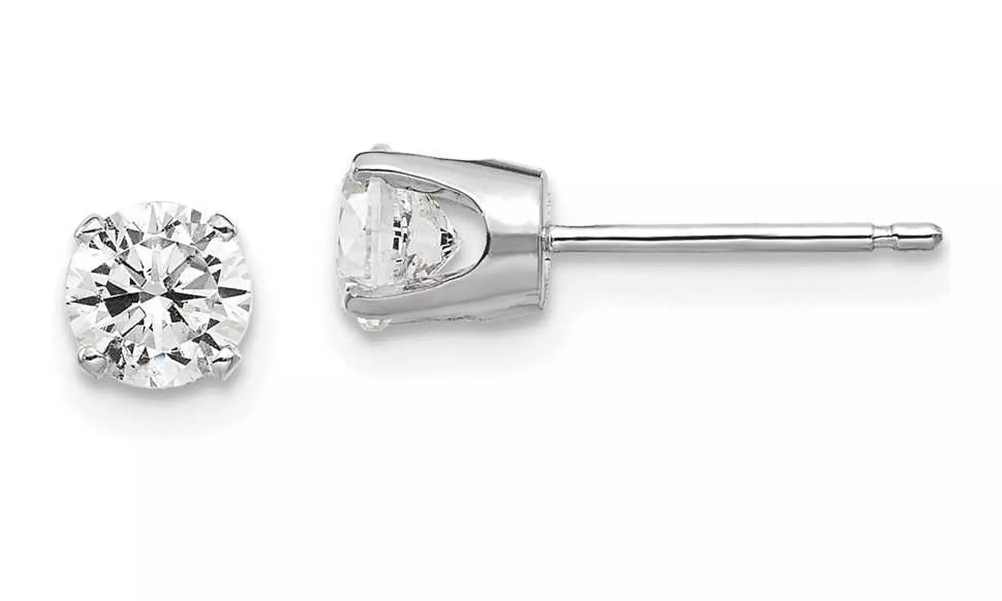 Paris Jewelry 14K White Gold Plated 2.75mm Cubic Zirconia Stud Earrings