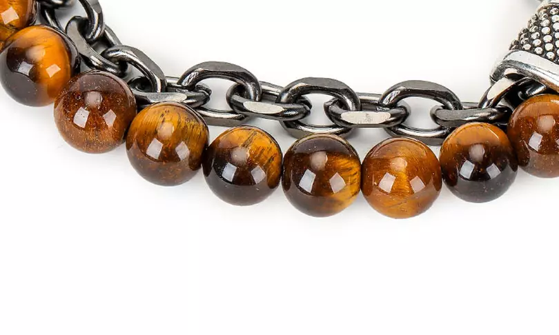 Handmade 8MM Natural Stone Prayer Beads Tiger Eye Bracelet for Men Women