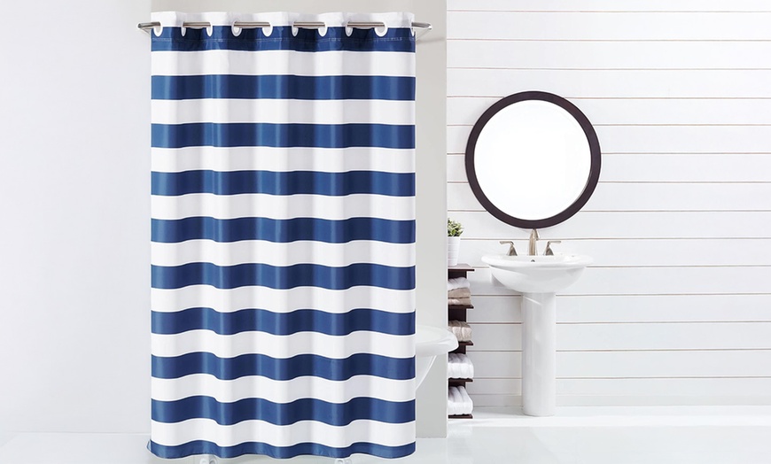 Image 8: Clearance Hookless Quick-Fit Shower Curtain