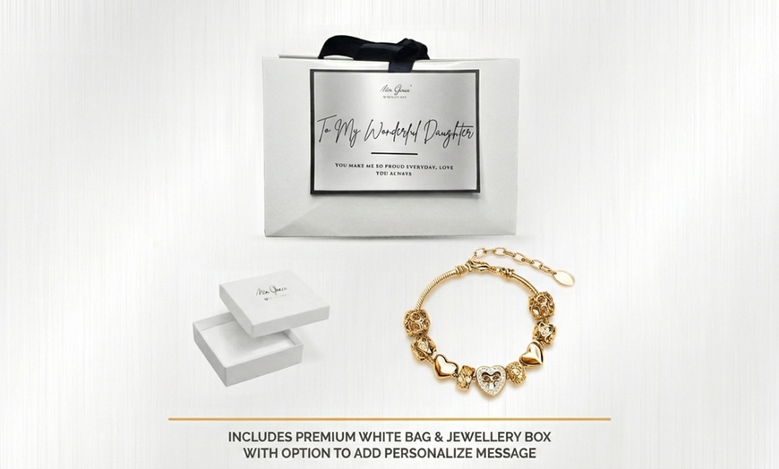 Image 5: Mia Grace Heart Charm Bracelet - 9 Charms with Austrian Crystals