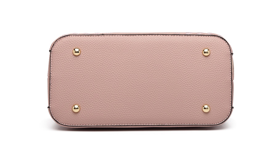 Image 19: PU Leather Texture Design Women's Handbag and Purse Set