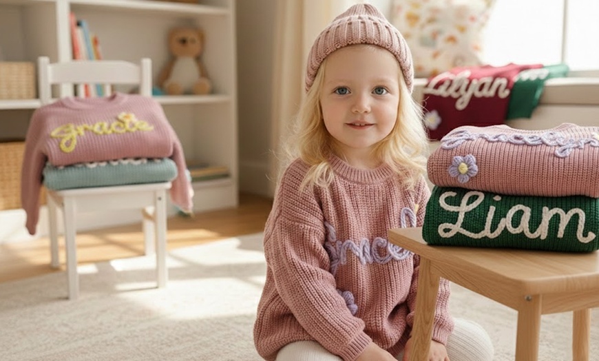 Image 2: Personalized Embroidered Baby Sweaters by Justyling Up to 82% Off