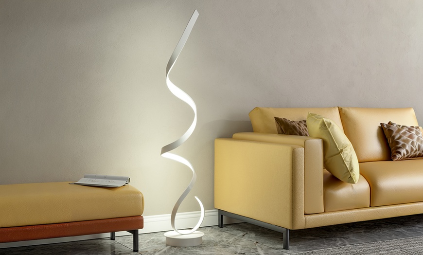 Image 2: Spiral LED Floor Lamp with Foot Switch