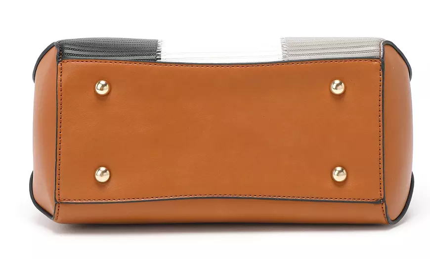 Image 24: Sac à main femme fourre-tout à panneaux texturés avec longue lanière