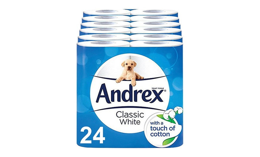 Image 1: 24 Rolls of Andrex Classic White Two-Ply Toilet Paper
