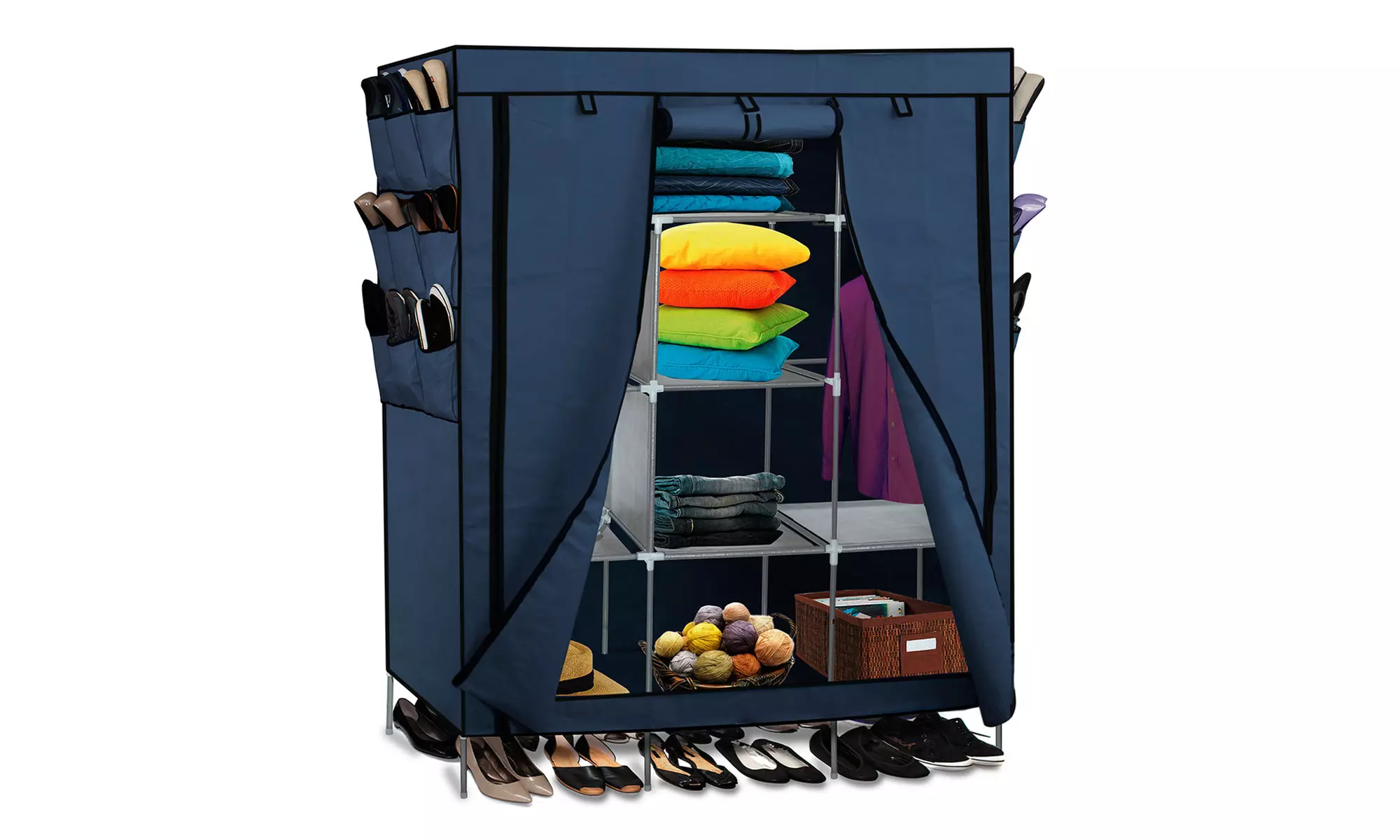 Portable Wardrobe Closet Organizer with Shoe Rack - Primary Image