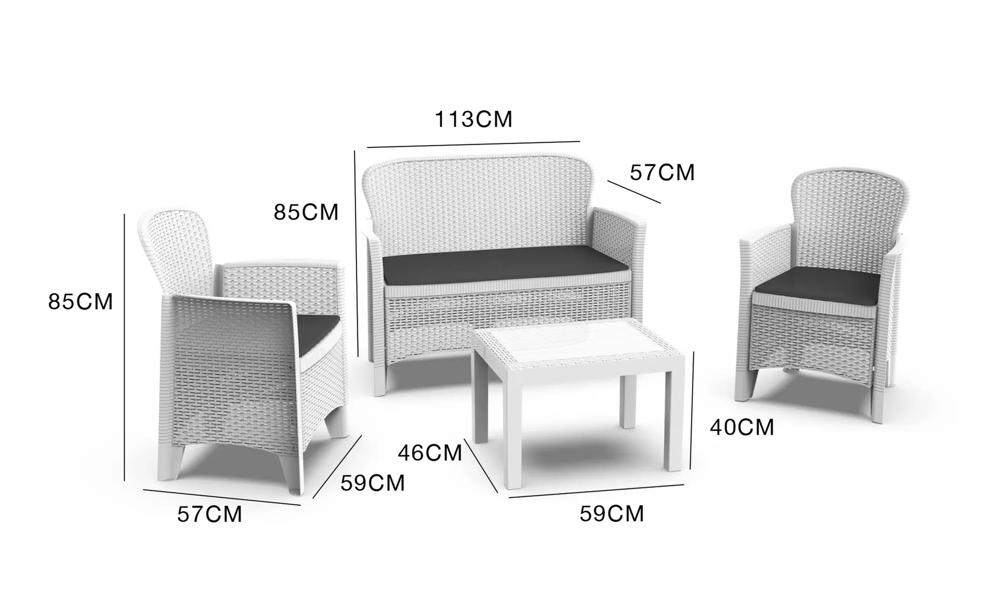 Tuinset met rotan meubels inclusief kussens