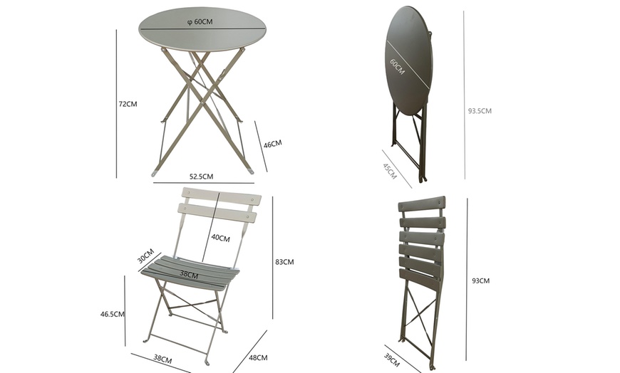 Image 9: Folding Metal Bistro Garden Furniture Set