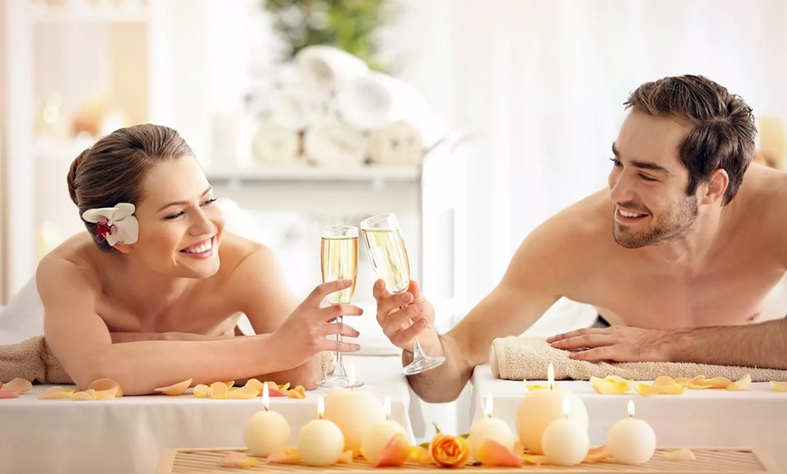 Image 1: Indulge in a Romantic Couples Massage with Champagne Experience