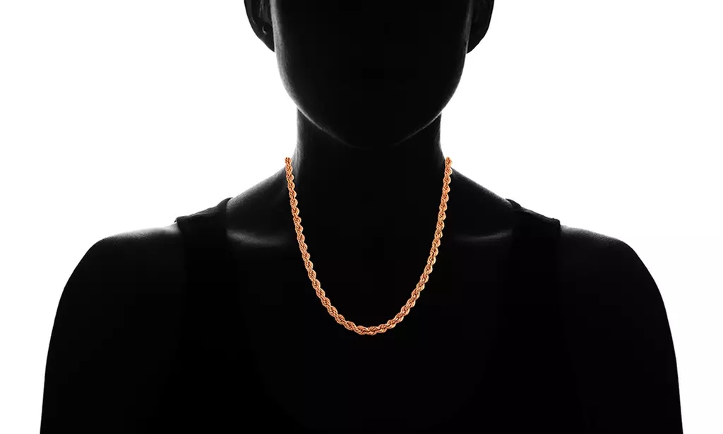 14K Rose Gold Plated Rope Chain Necklace - Second Medium