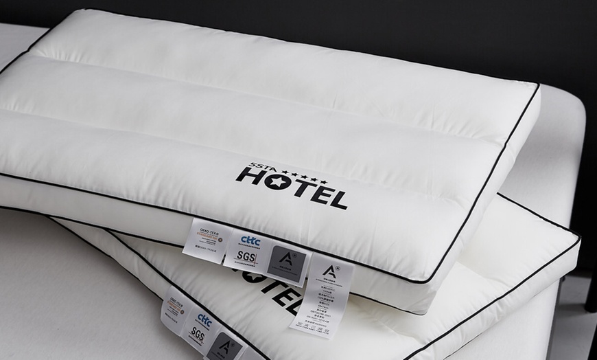 Image 24: 100% Cotton Five Star Hotel Pillow 2 Pack Set