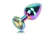 Rainbow Anal Plug Stainless Steel Metal Jewel Stimulation Toys  - Second Medium