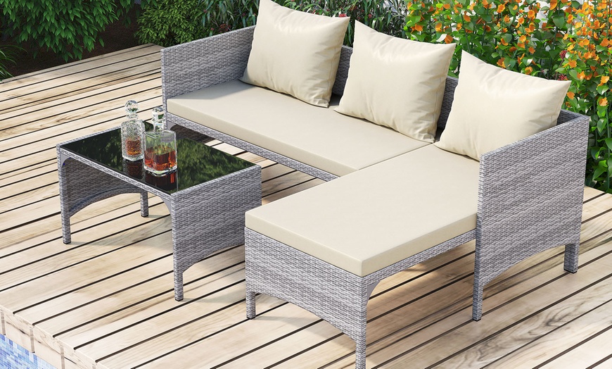 Image 6: Three Piece Outdoor Furniture Set With Table 