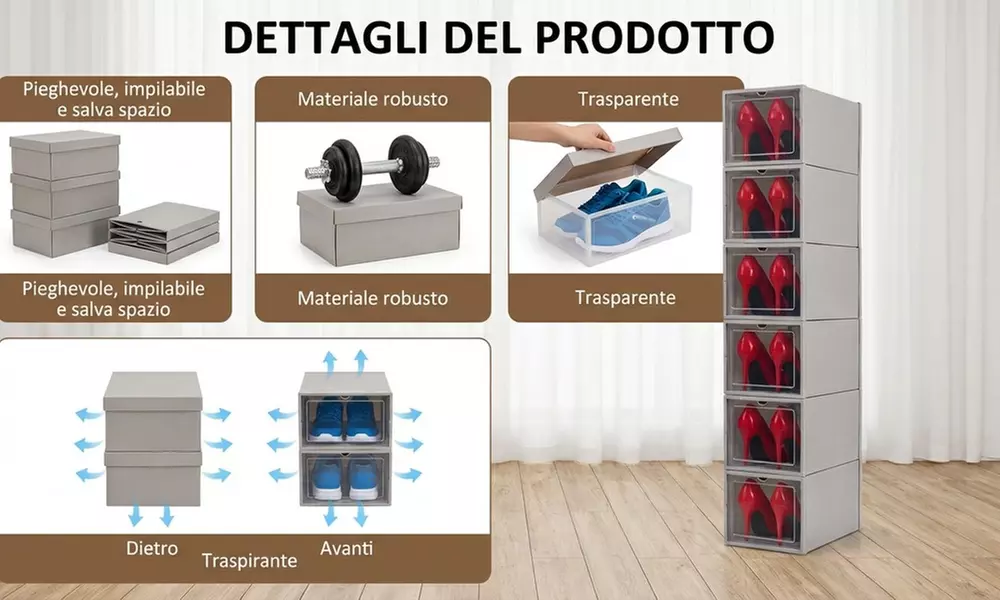 Organisateur à chaussures empilable avec 6 compartiments