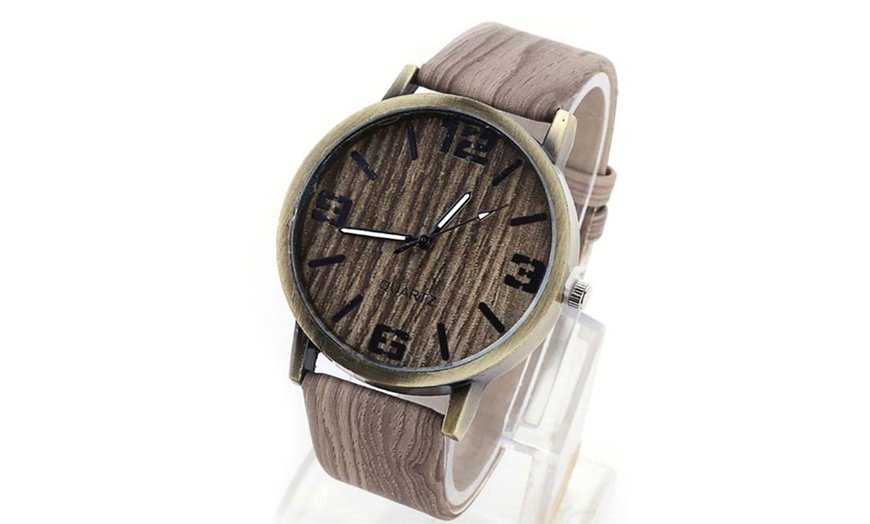 Image 3: Woodchuck Wood Grain Style Exotic Quartz Watches