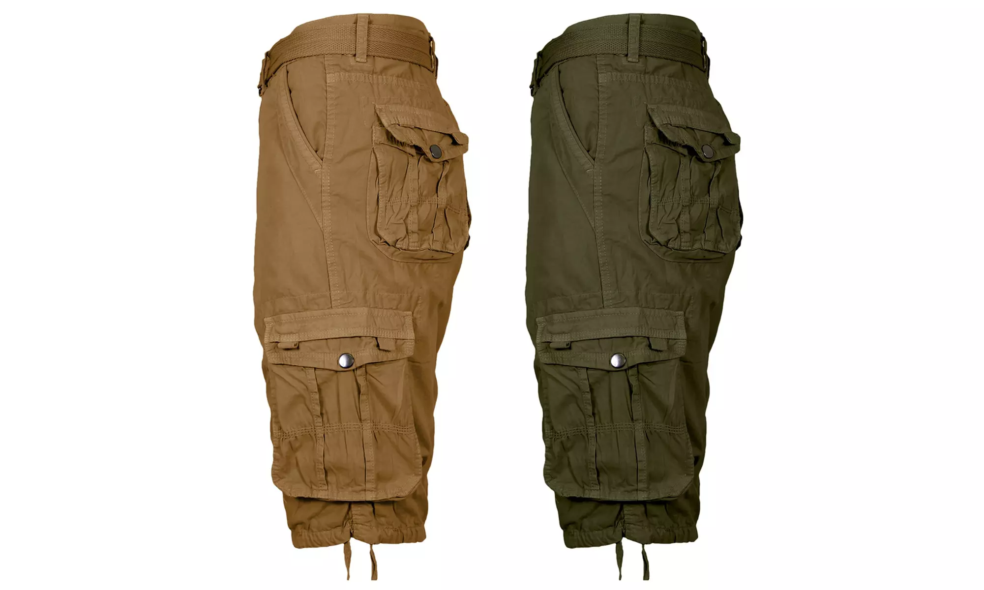 2-Pack Men's Distressed Cotton Cargo Belted Shorts (Sizes, 30-42)