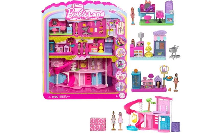 Image 2: Mini Barbie Land DreamHouse and three Playsets