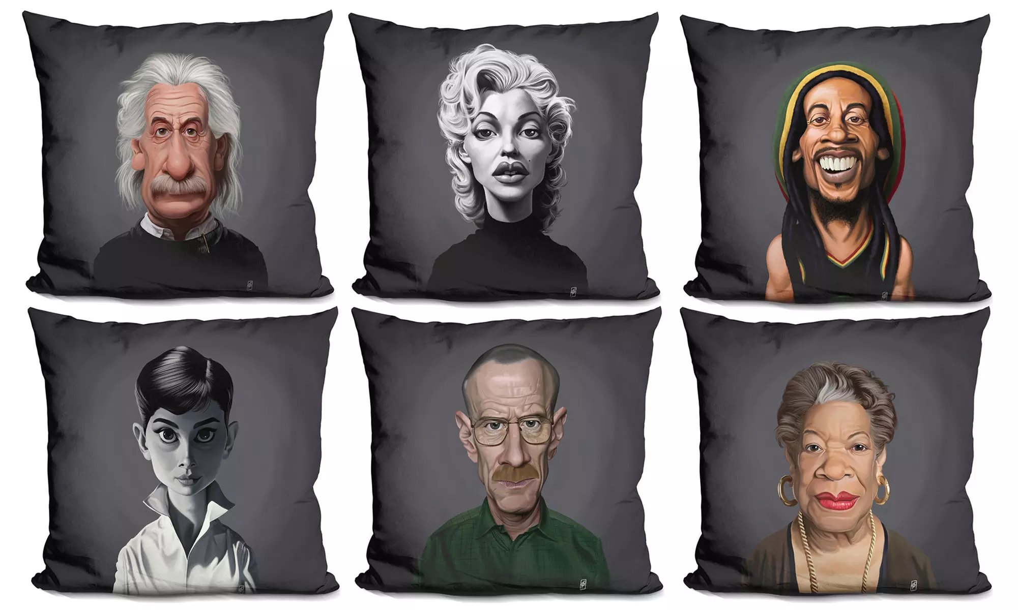 Celebrity Caricatures Throw Pillows By Rob Snow - Primary Image