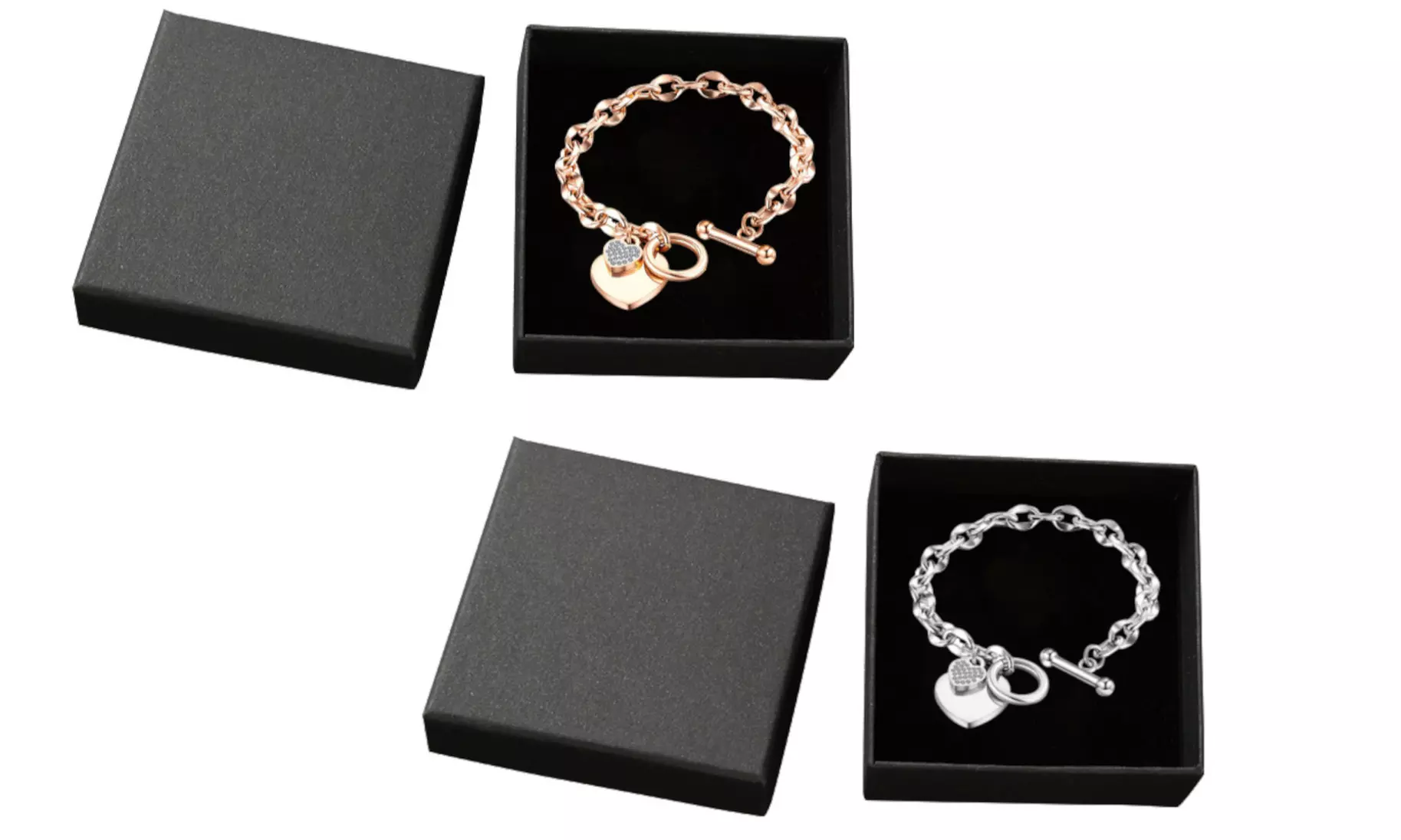 Heart Toggle Bracelets from Swarovski and Gift Box Presented