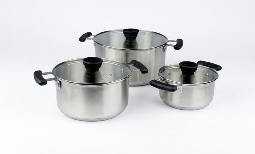 Image 2: Set di 3 casseruole impilabili in acciaio inox