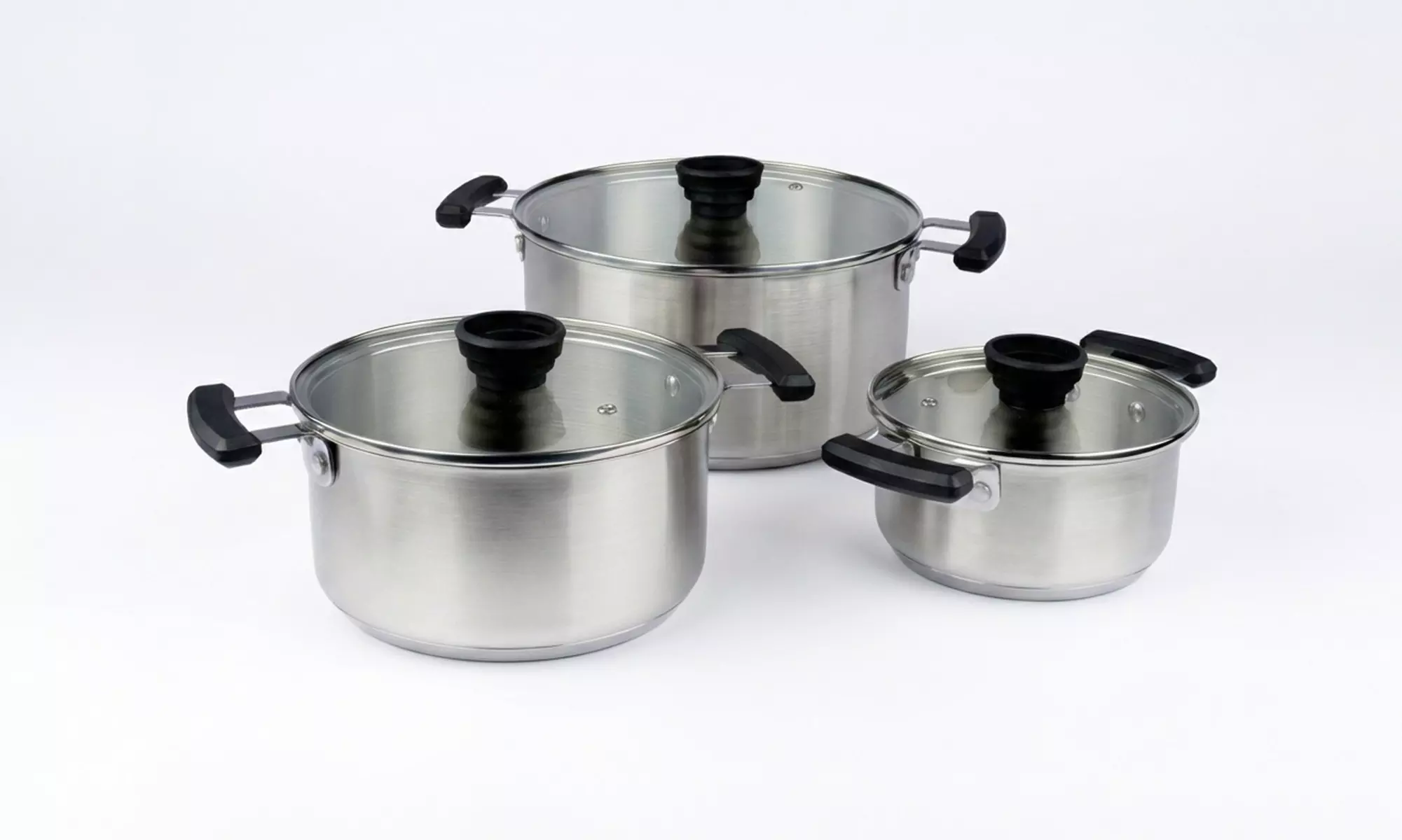 Set di 3 casseruole impilabili in acciaio inox Pintinox