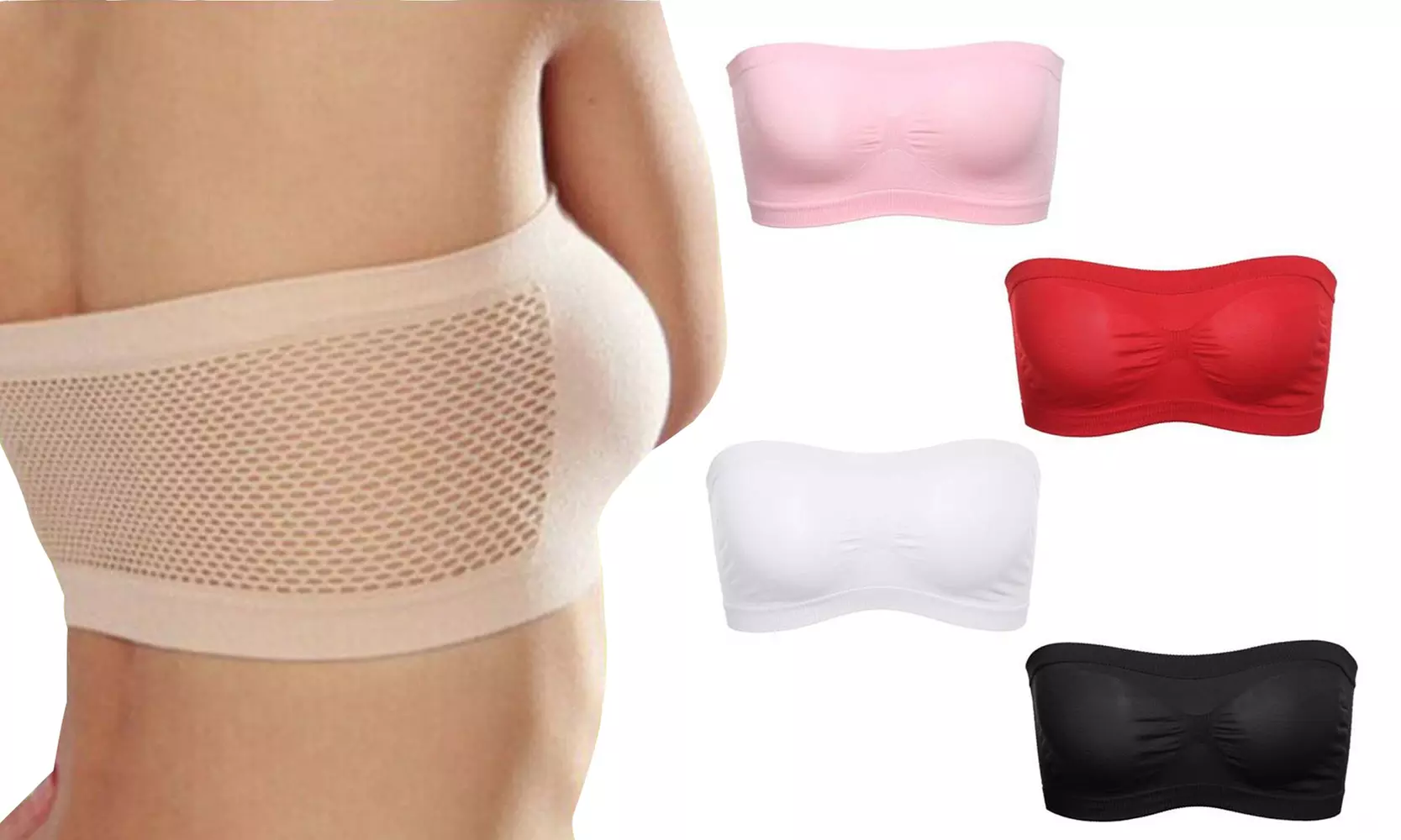 Lot de 3 ou 6 brassières sans couture avec tissu respirant et sans bretelles - Primary Image