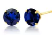 10K Yellow Gold Created 2CTW Blue Sapphire Earrings With Gift Box By MUIBLU Gems - Second Medium