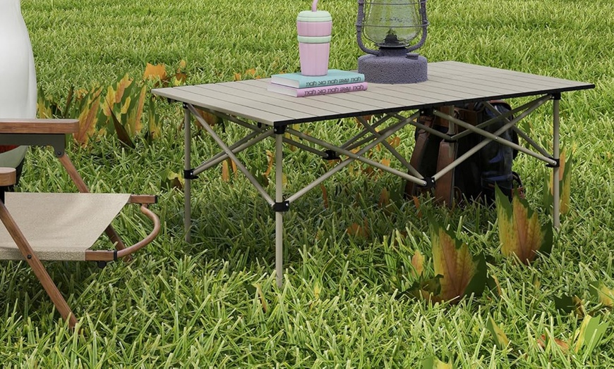Image 12: Outsunny Two-Seater Portable Aluminium Table