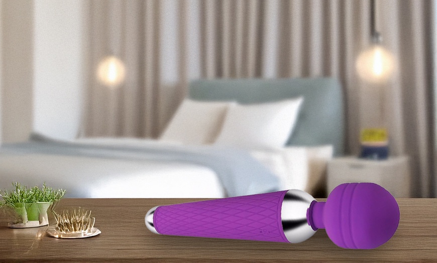 Image 1: Multi Speed USB Rechargable Personal Neck Full Body Wand Vibrator Massager