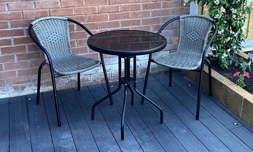 Image 5: Bolero Two-Seater Modern Rattan-Effect Bistro Set