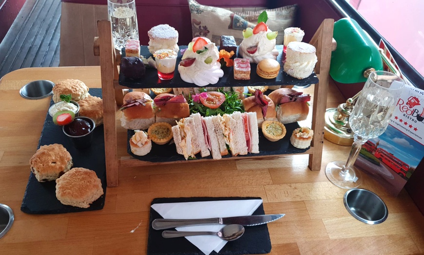 Image 8: Glasgow or Edinburgh Red Bus Bistro Tour w/ Afternoon Tea - 2, 3, or 4