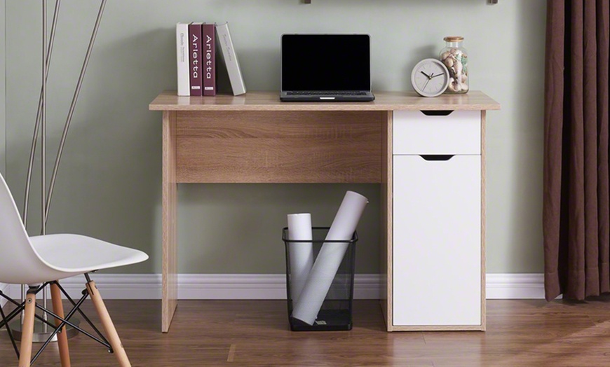 Image 1: Two-Drawer Computer Desk