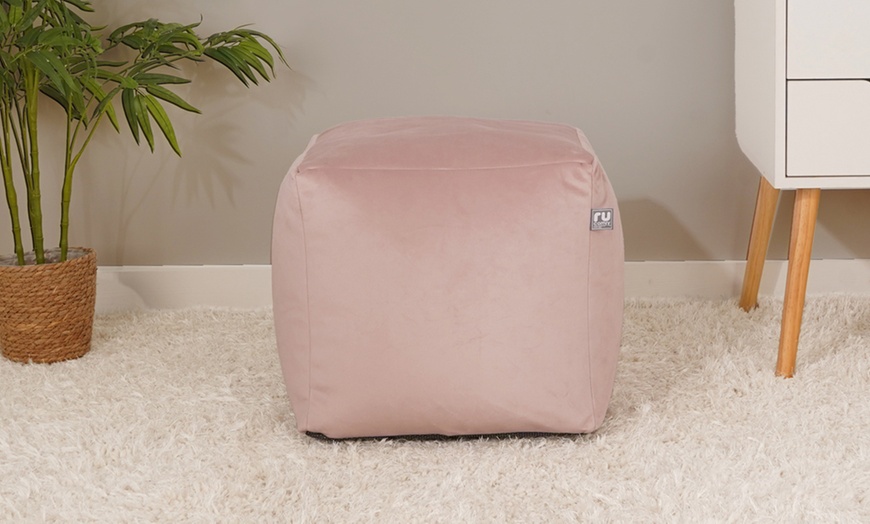 Image 7: rucomfy Velvet Cube Footstool