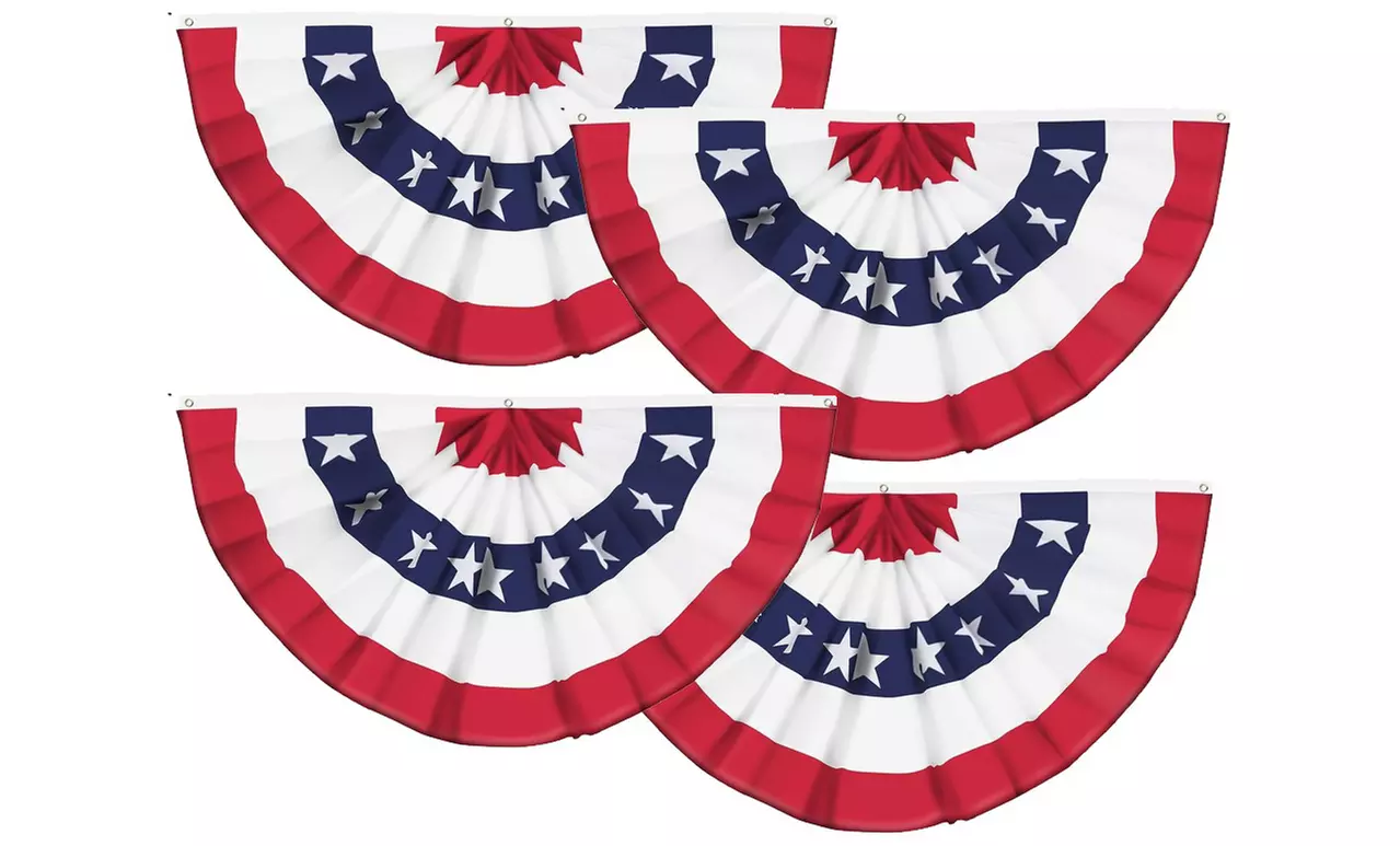 4 Pack American Patriotic Pleated Bunting USA Flag