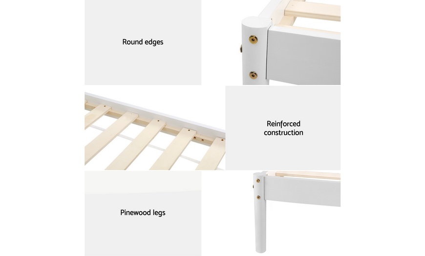 Image 3: Artiss Bed Frame Queen Size Wooden White