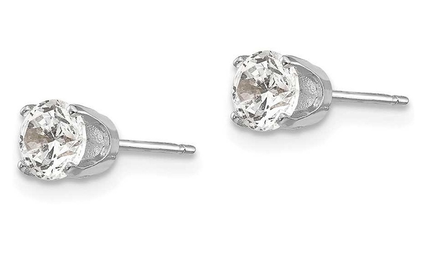 Image 2: Paris Jewelry 14K White Gold Plated 2.75mm Cubic Zirconia Stud Earrings