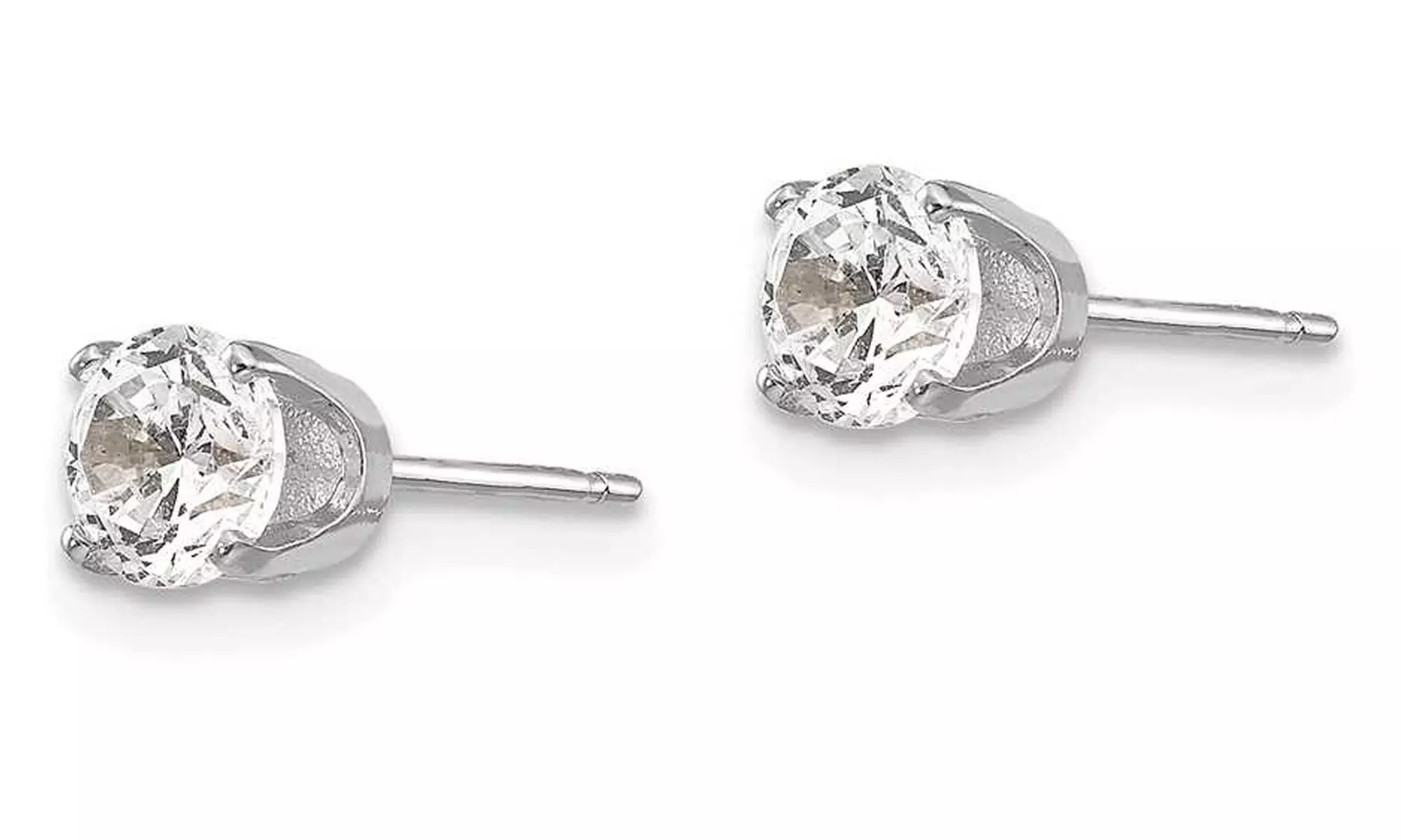Paris Jewelry 14K White Gold Plated 2.75mm Cubic Zirconia Stud Earrings