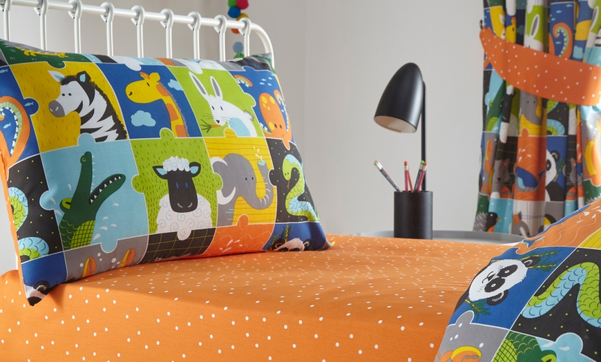 Image 4: Animal Jigsaw Duvet Set, Lined Curtains or Fitted Sheets