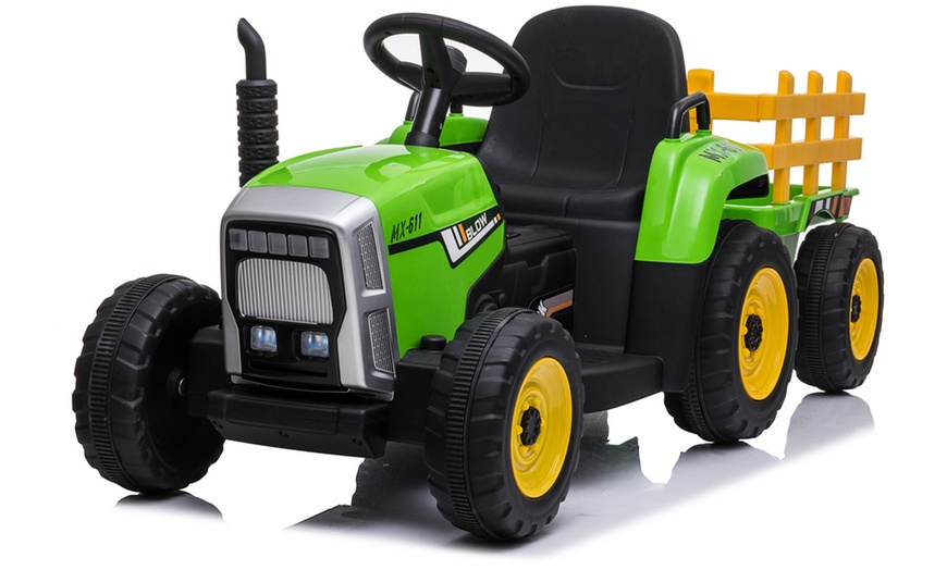 Image 1: Kids' Green Electric Ride-On Tractor