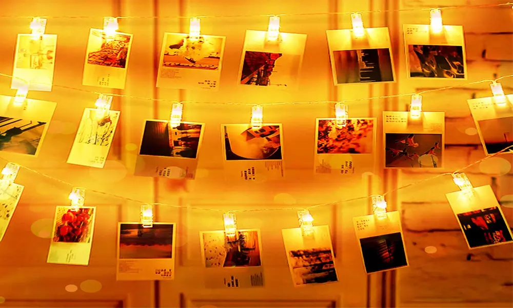 1 ou 2 guirlandes lumineuses avec 10 ou 20 clips photo LED