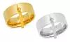 Ladies Stainless Steel Our Father English Prayer Band Ring With Cross Charm