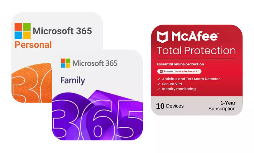 Image 1: Microsoft 365 Personal/Family EU + McAfee 1 Year – Up to 50% Off